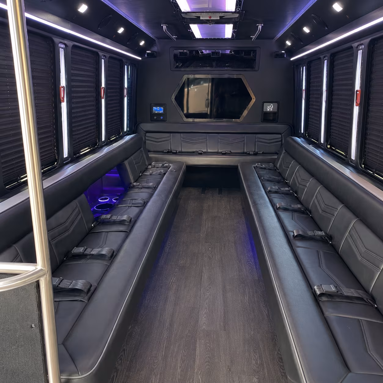 gardena 18 passenger party bus interior