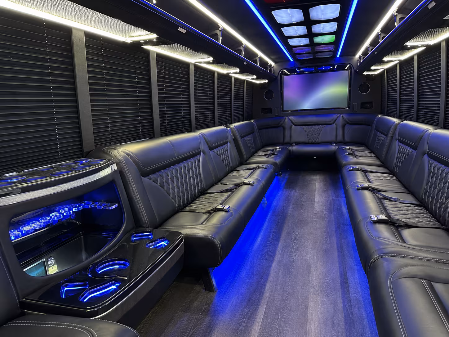 gardena 20 passenger party bus inside