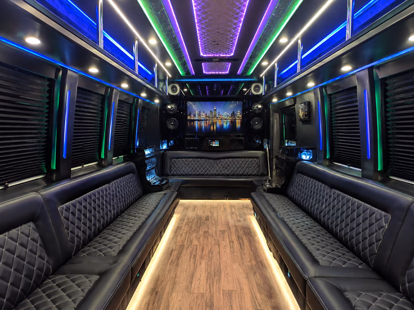 gardena 25 passenger party bus interior