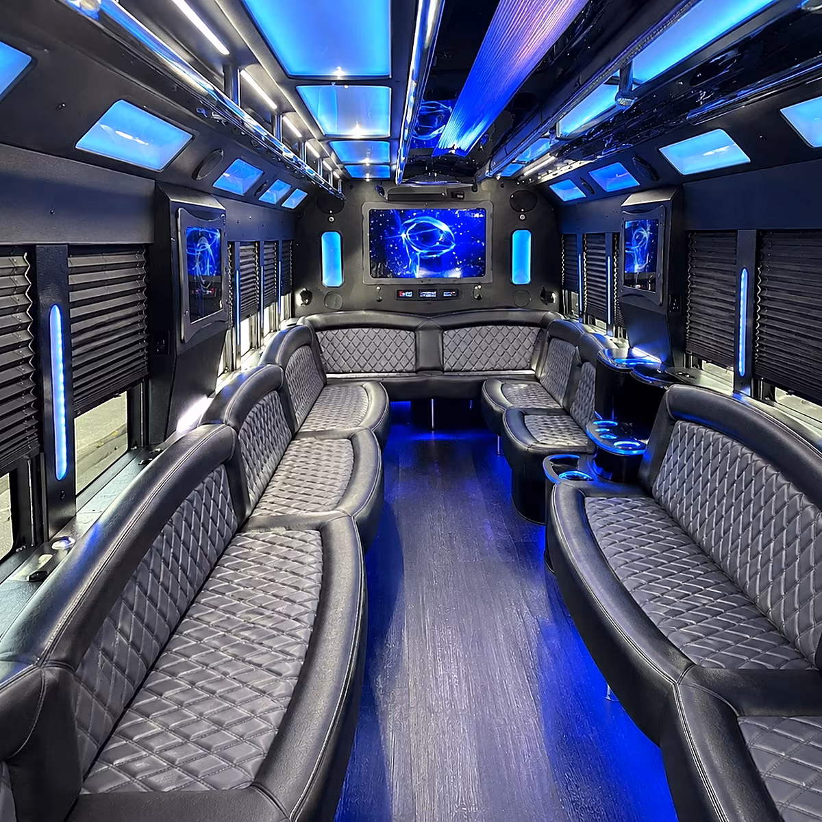gardena 50 passenger party bus interior
